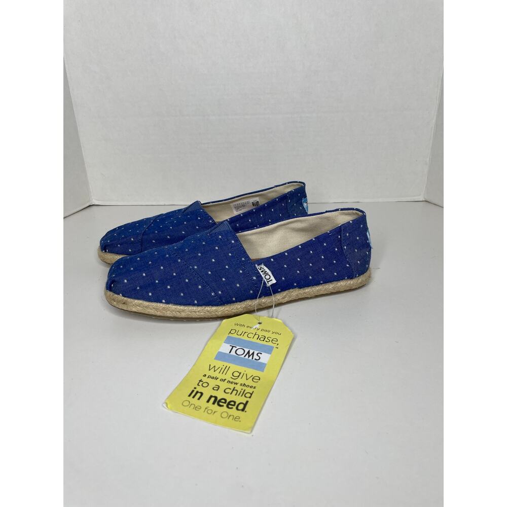 NEW Toms Womens Polka Dot Blue Alpargata Flat Espadrille Size 5